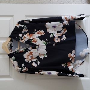 NWOT ~Black Floral Long Sleeve Blouse